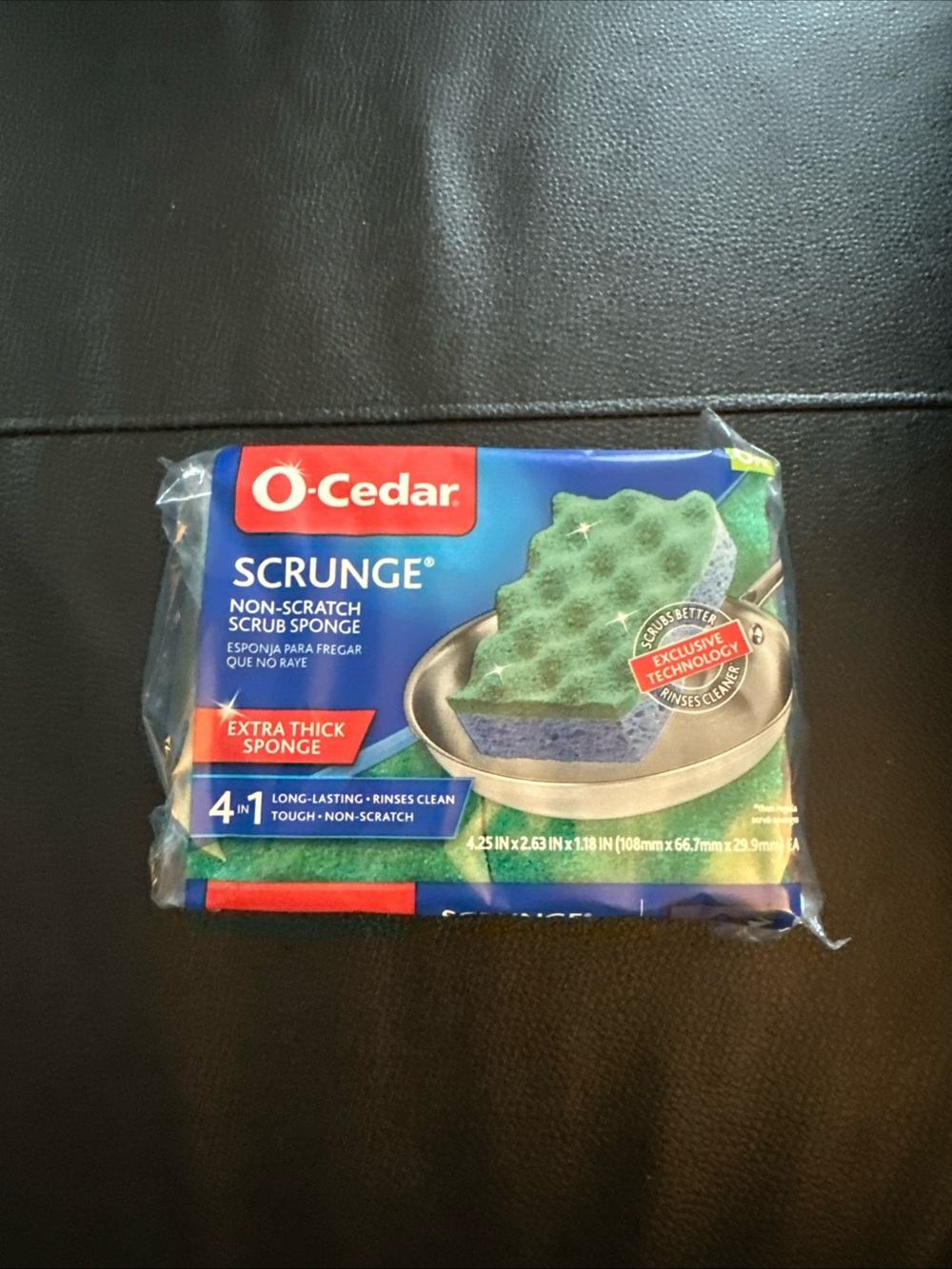 O-Cedar Scrunge Non-Scratch Green Scrub Sponge - Extra Thick set of 6